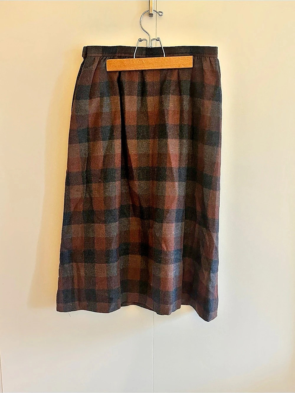 Pendleton Plaid Wool Midi Skirt